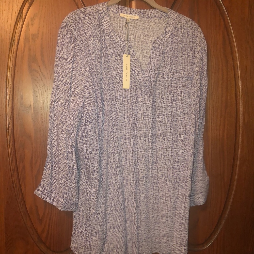 Anne Carson blue & white tunic NWT